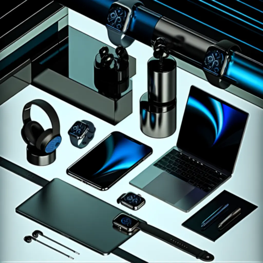 Zestaw osobistych gadżetów elektronicznych na biurku