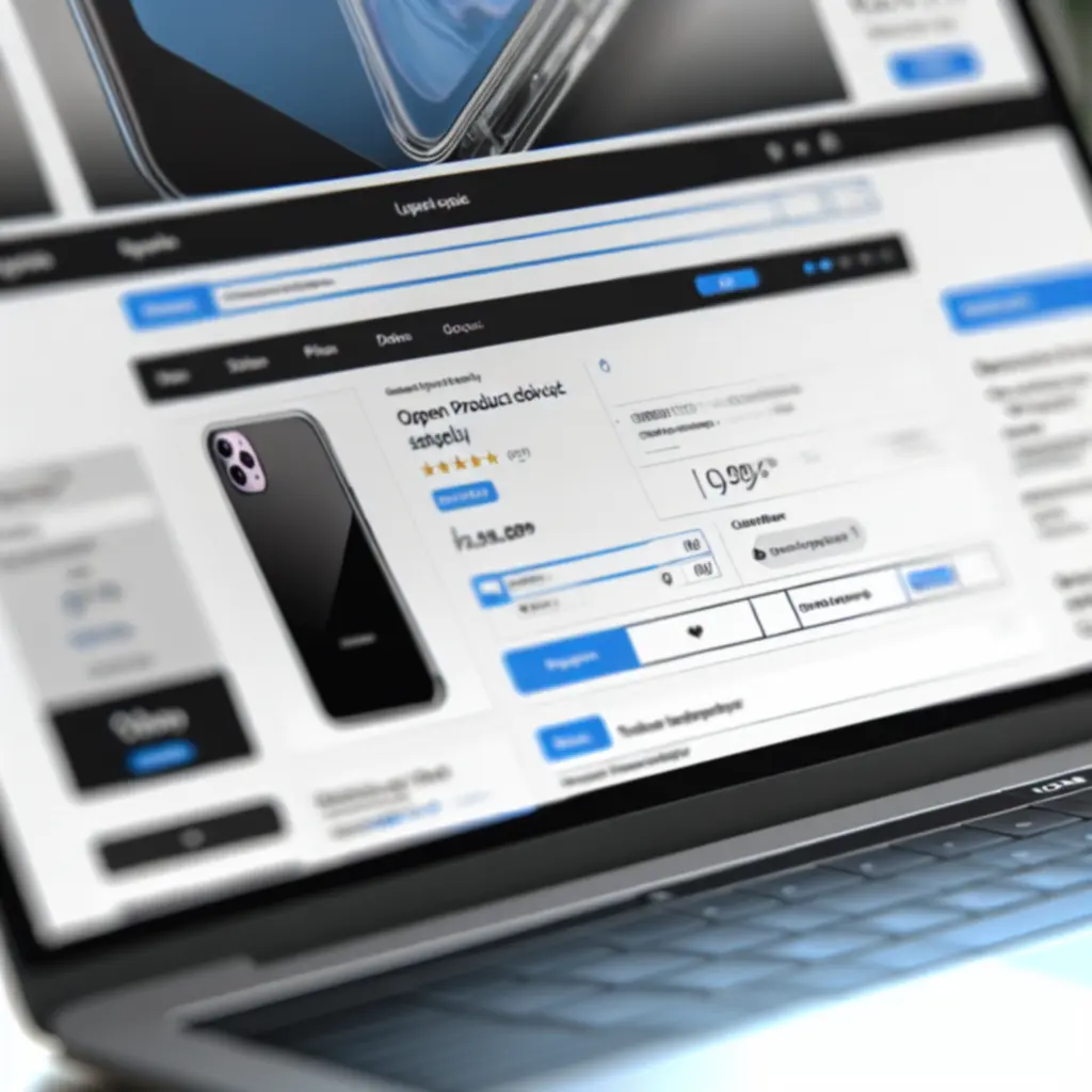 Widok karty produktu z wyraźnie wyróżnioną ceną, specyfikacją i ocenami klientów.